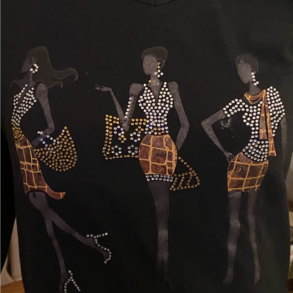 R & B Collections Vintage Black Top With Rhinesto… - image 2